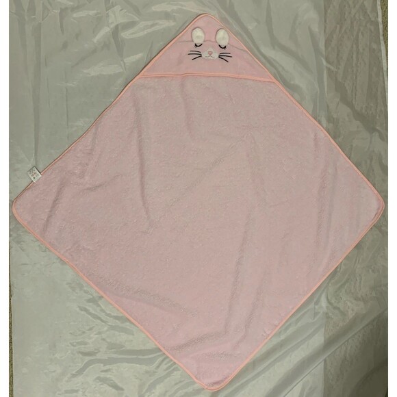Hooded Bath Towel for Toddler Baby Pink Cat 80cm 31 inch Soft New Without Tags - Picture 2 of 5